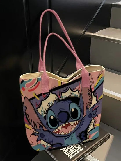 Disney Cartoon Canvas Messenger Bag – Large Capacity Casual Tote & Schoolbag for Students, Shopping & Everyday Use