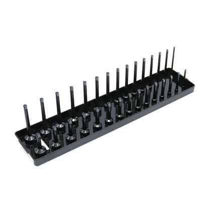 3PCS Socket Organizer Trays – Black/Red Holder for 1/2", 3/8", 1/4" Sockets, Garage & Home Tool Storage Rack