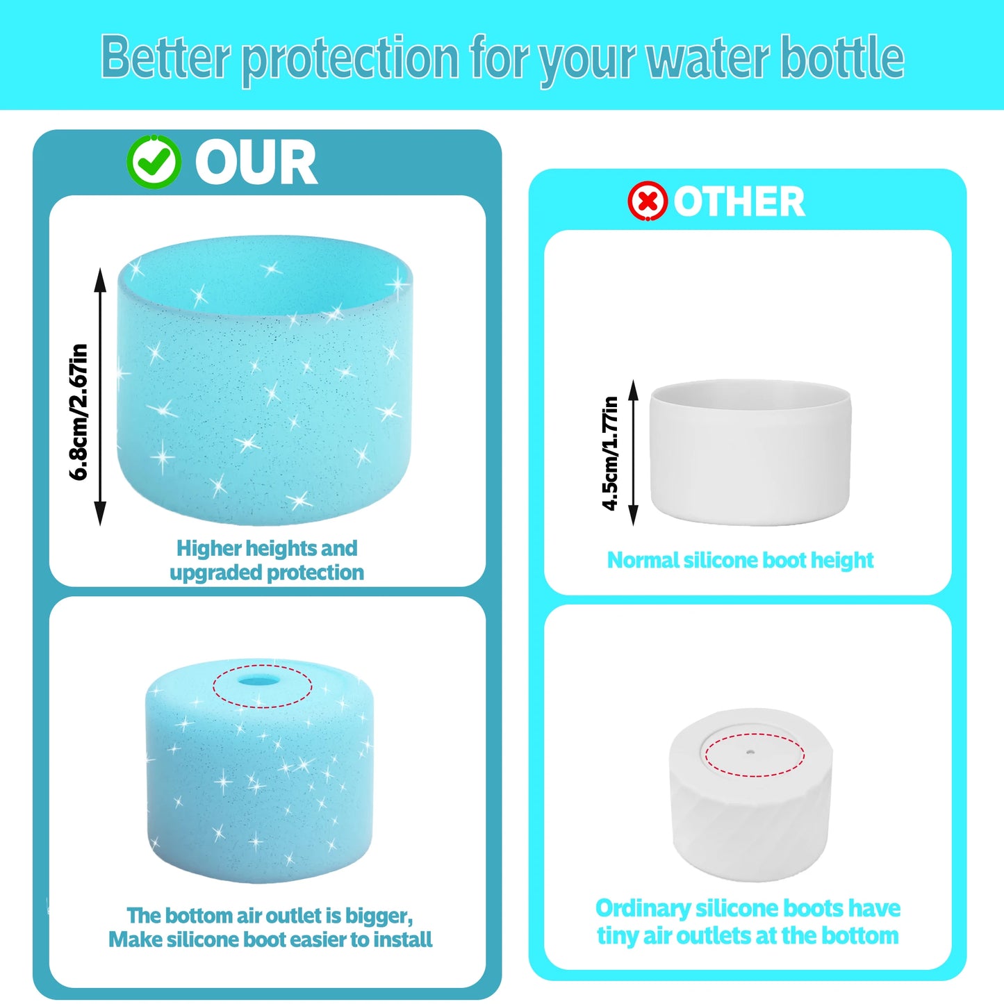 Silicone Protective Sleeve for Owala Water Bottle – 24oz/32oz Boot Cushion for Quencher & Adventure Bottles