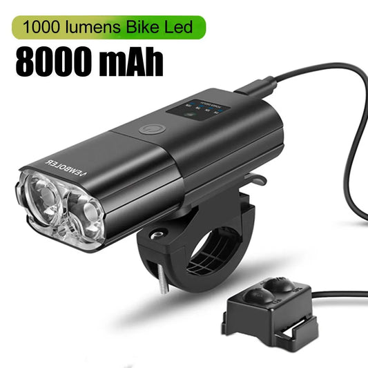 Bicycle Light 1000 Lumen – 4000mAh Bike Headlight and Power Bank, USB Rechargeable Flashlight for MTB and Road Cycling