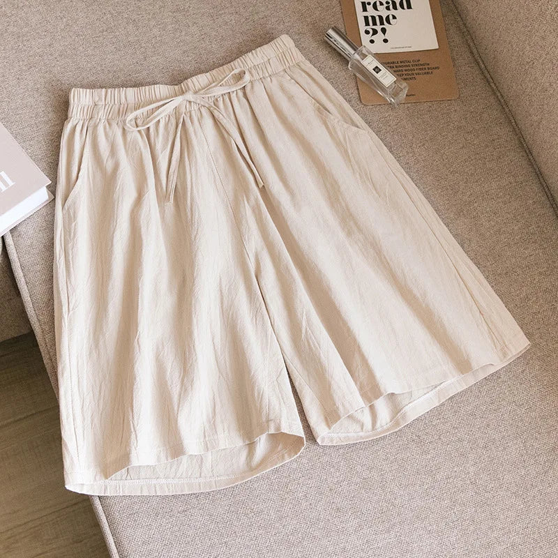 2024 Women’s High Waist Cotton Summer Shorts with Pockets – Casual Loose Fit Soft Cool Shorts for Girls