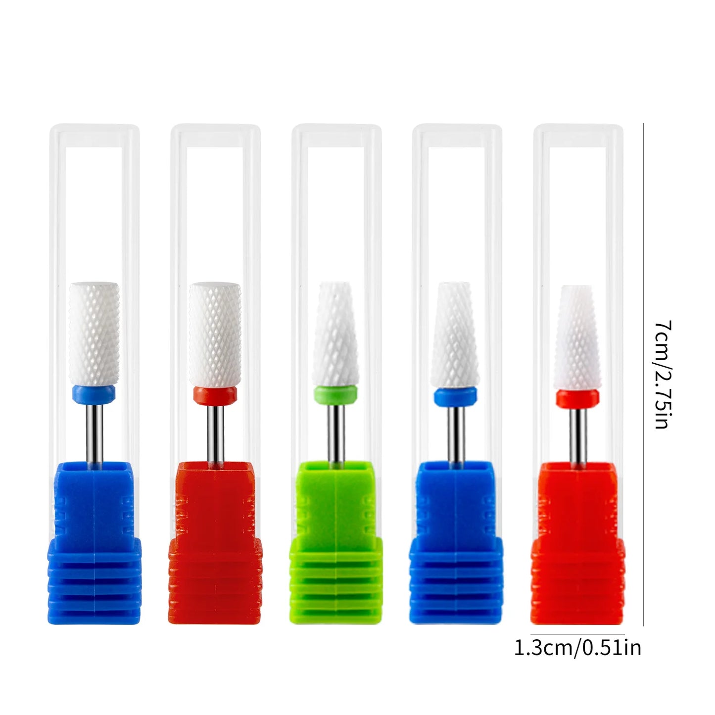 5PCS Ceramic Nail Drill Bit Set - Electric Milling Cutter Bits for Manicure & Pedicure Nail Machine Accessories