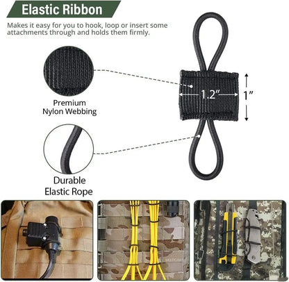 4/10Pcs MOLLE Elastic Retainer Straps - Tactical Webbing Attachment Buckles for Antenna, Flashlight & Gear Organization