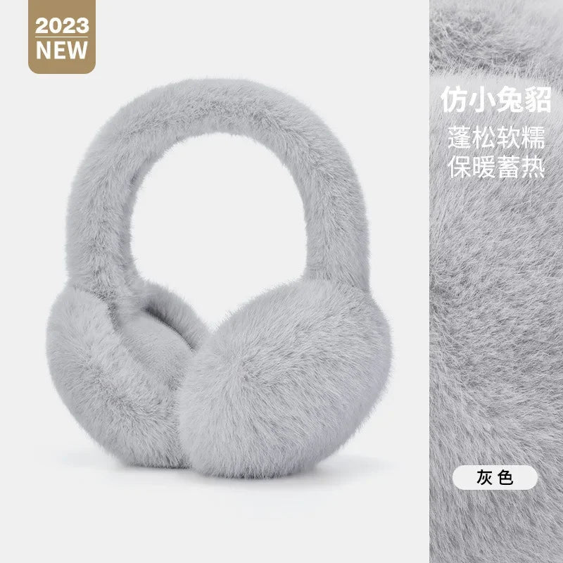 Soft Plush Ear Warmers Winter Earmuffs for Women & Men - Solid Color Cold Protection Earflap Outdoor Ear Covers
