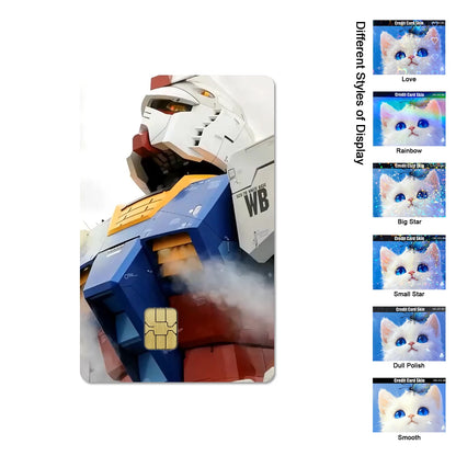 Gundam RX-78-2 & ZGMF-X19A Card Stickers - 2.5D HD Matte Waterproof PVC Skins for Credit and Debit Cards