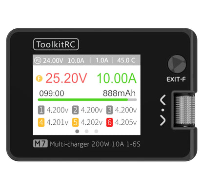 ToolkitRC M7 Smart Battery Charger - 1S–6S Lithium Battery Discharger & ESC Tester