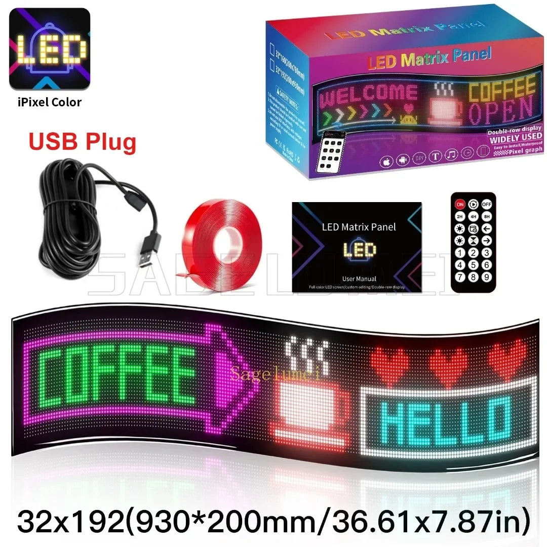 Double Row Programmable LED Matrix Display - App-Controlled Scrolling Text, Evil Eye Animation Sign for Cars, Trucks, and Parties