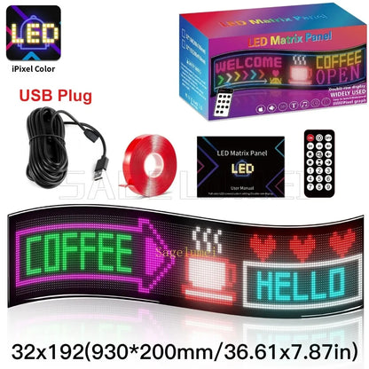 Double Row Programmable LED Matrix Display - App-Controlled Scrolling Text, Evil Eye Animation Sign for Cars, Trucks, and Parties