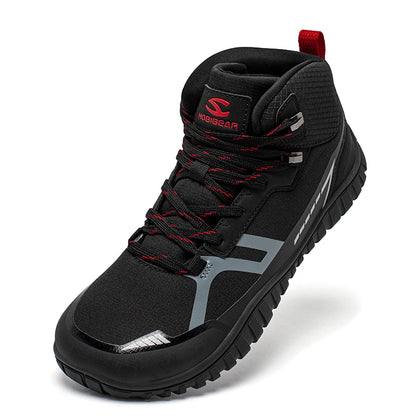 HOBIBEAR Mid-Top Barefoot Hiking Shoes – Unisex Wide Toe Lace-Up Non-Slip Trail Running Boots