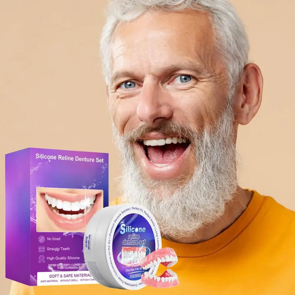 Silicone Denture Set – Temporary Fake Teeth for Orthodontic Fit, Whitening & Oral Hygiene Care