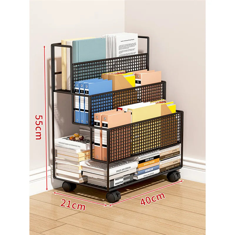 Multi-Layer Storage Trolley Cart - Rolling Bookshelf, Kitchen & Bathroom Organizer with Wheels