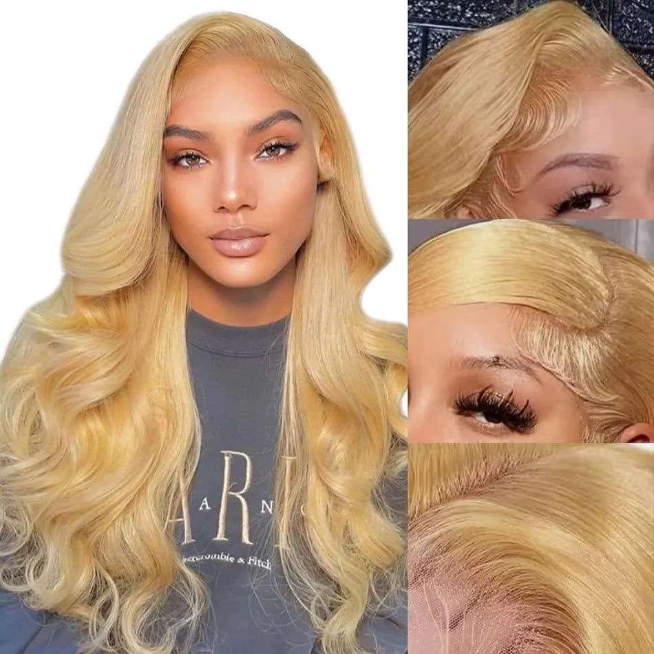 27" Honey Blonde Human Hair Wig - 13x6 HD Lace Frontal, 250 Density Body Wave Lace Front Wig