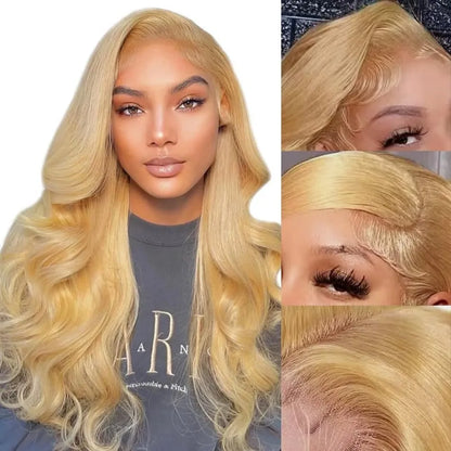 27" Honey Blonde Human Hair Wig - 13x6 HD Lace Frontal, 250 Density Body Wave Lace Front Wig