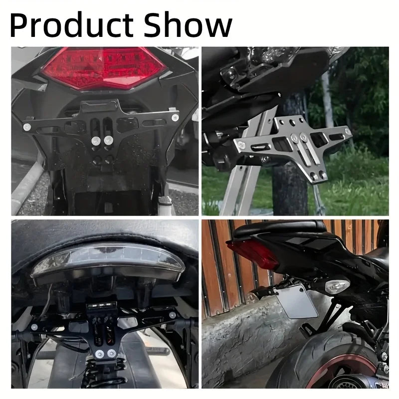 Motorcycle Rear License Plate Mount — Aluminum Alloy Bracket, Universal Motorcycle Accessory & Modification Part