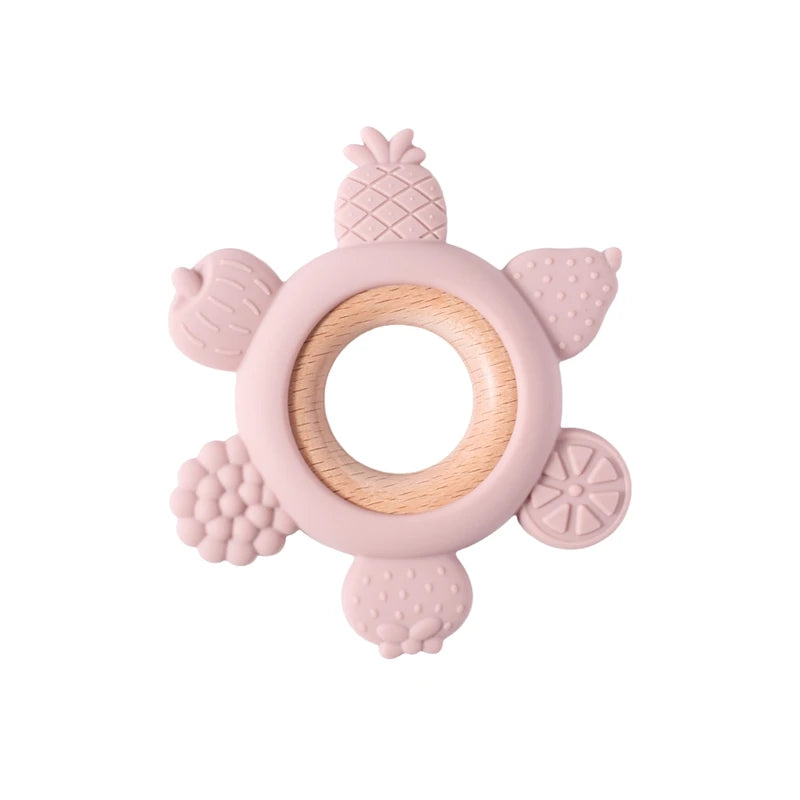 Baby Silicone Teether Toy - BPA Free Dental Chew Ring Bracelet for Infant Teething Relief and Kids Gift
