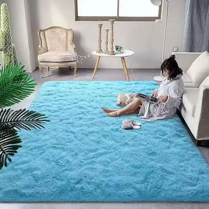 VIKAMA Tie-Dyed Fluffy Rug – Soft Plush Carpet for Living Room, Bedroom, Kids’ Playroom & Bedside