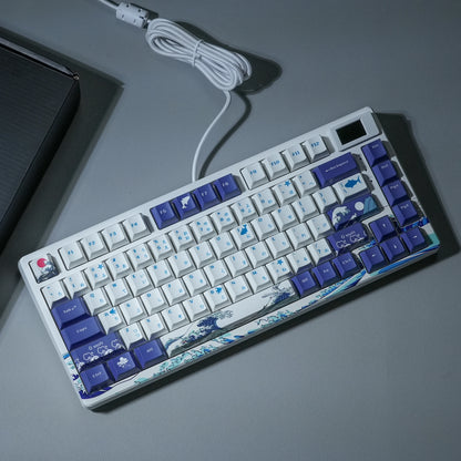 Wired Mechanical Gaming Keyboard with OLED Display – Hot-Swappable Pudding Keycaps, Full RGB Backlit for PC & Laptop