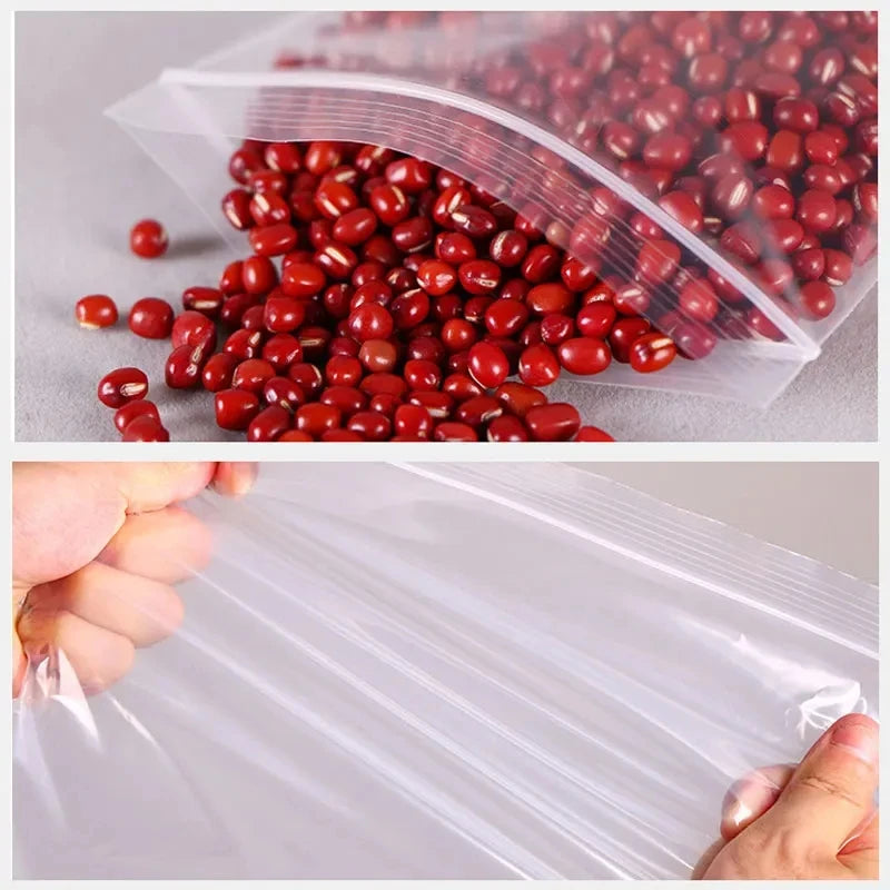 100PCS Thick Zipper Sealed Bags – Clear Plastic Storage Bags for Jewelry, Food Packing, Reclosable Ziplock Bags