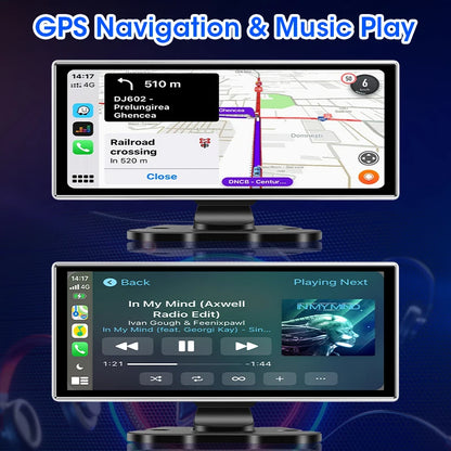 11.26-inch 4K Car DVR Dash Cam – Dual Lens Wireless CarPlay & Android Auto, GPS Navigation, 5G WiFi, FM, AUX Video Recorder Monitor