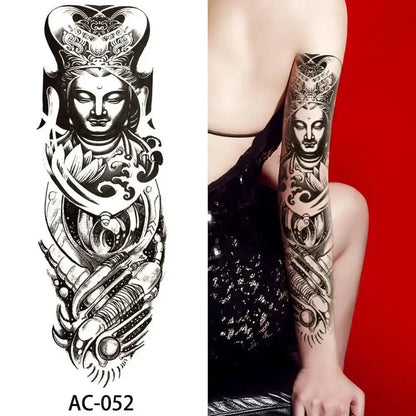 16 Designs Full Arm Temporary Tattoo Sleeves - Waterproof Body Art Stickers for Men & Women Fashion Style
