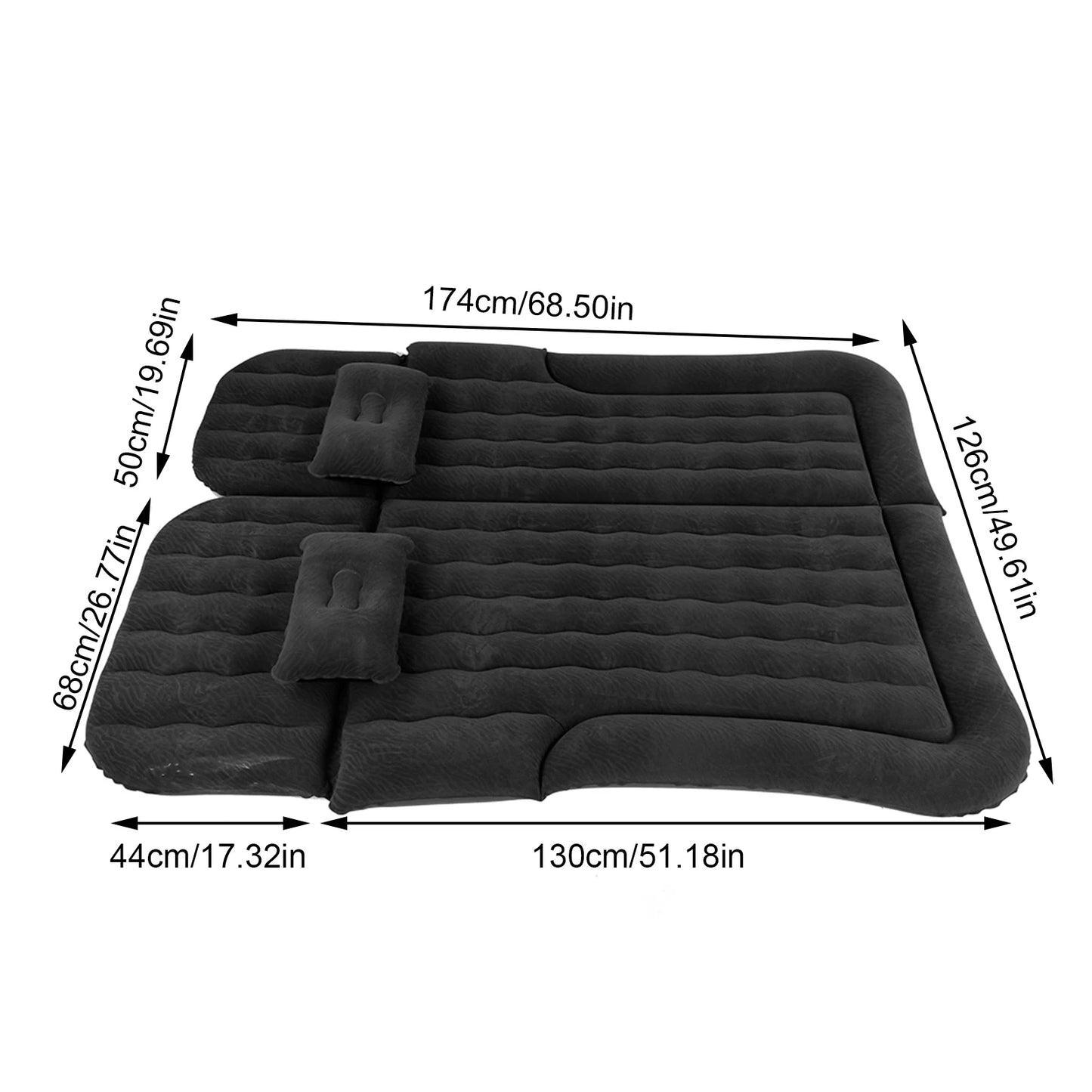2-in-1 Car Travel Bed Inflatable Mattress — Soft PVC Flocking Sleeping Cushion for Car & SUV