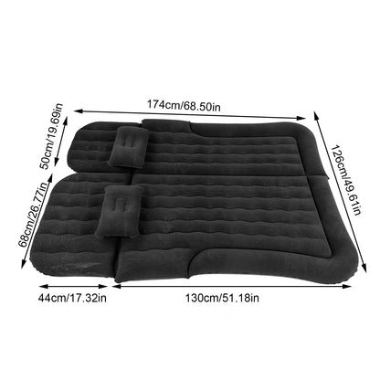 2-in-1 Car Travel Bed Inflatable Mattress — Soft PVC Flocking Sleeping Cushion for Car & SUV