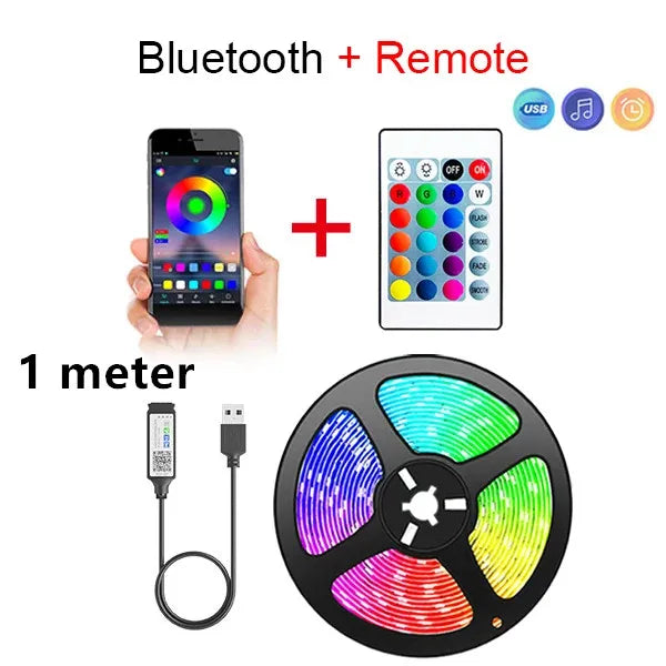 Bluetooth LED Strip Lights – Smart SMD 5050 with APP & Remote Control, Flexible Tape for TV Backlight & Home Decor