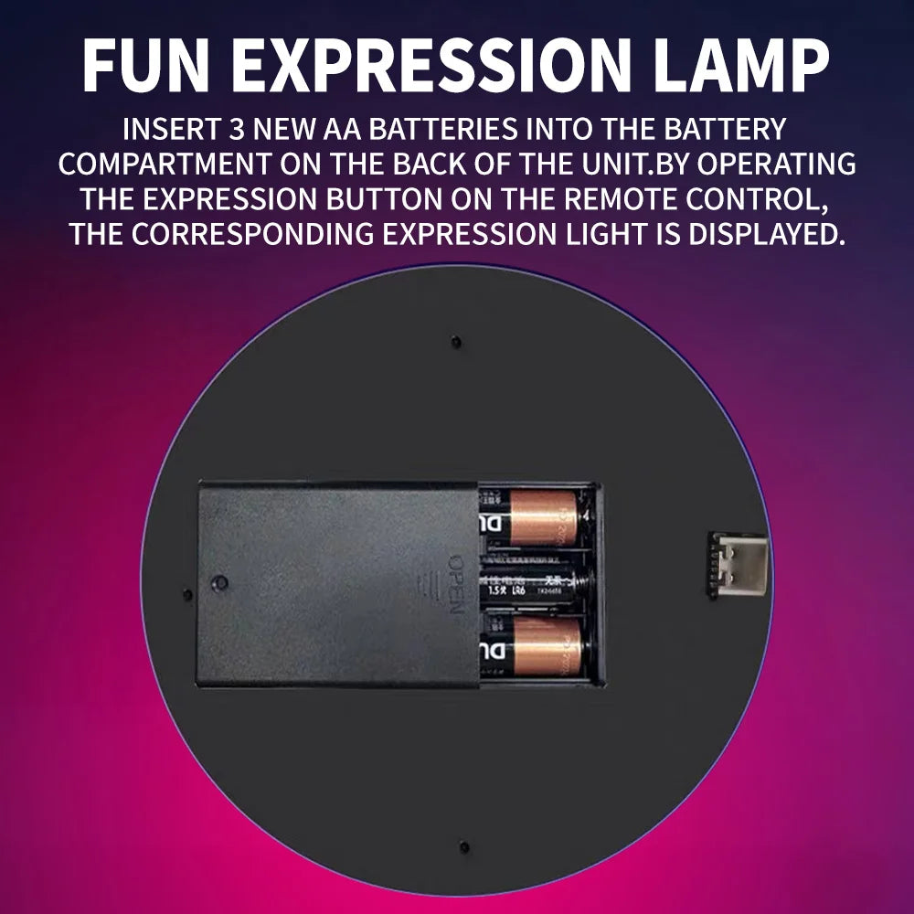 Car LED Facial Expression Light with Remote Control – Rear Window Warning & Fun Display Lamp