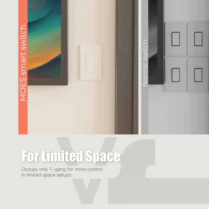 MOES Tuya Wi-Fi Smart Light Switch – US Single Pole Push Button Wall Switch, Alexa & Google Home Compatible, Neutral Wire Required