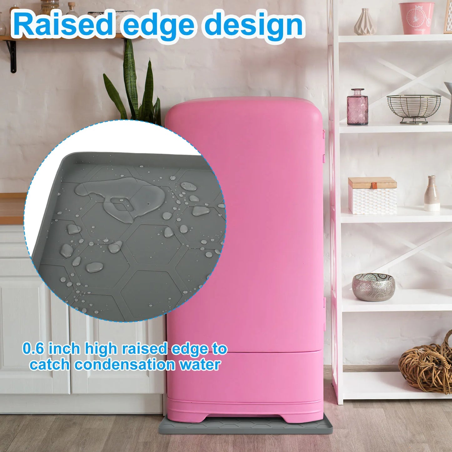 Mini Fridge & Appliance Silicone Mat 60x60cm – Non-Slip Drip Pan with Raised Edges for Floor Protection