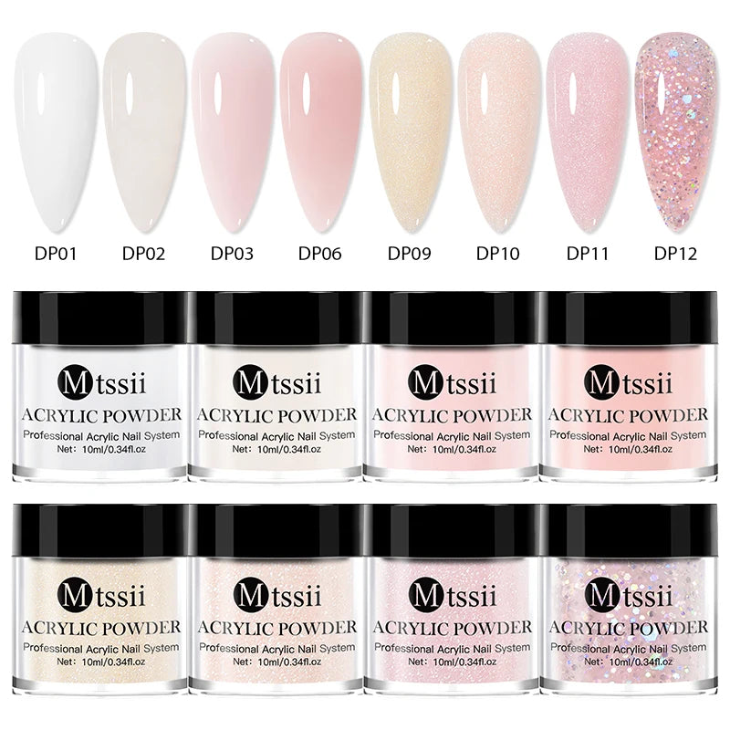 Nail Crystal Powder Kit – Acrylic Liquid Set with Pink & White Powder, Nail Brush for Extension & Carving, Beginner Set