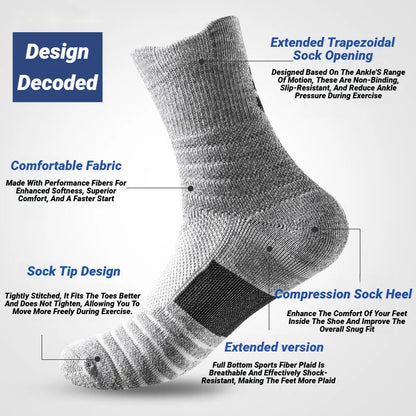 3 Pairs Men's Anti-Slip Football Socks - Breathable Soccer Basketball Sports Socks for Running & Hiking 39-45