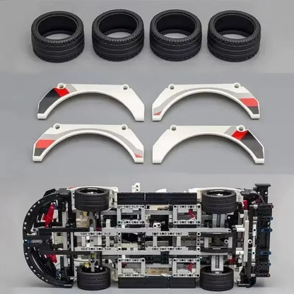 1580-Piece RC 911 RSR Racing Car Building Blocks Kit — LED Lights, Motorized Sport Car MOC 42096