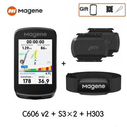 Magene C606V2 GPS Bike Computer – Touchscreen Cycling Speedometer with WiFi, Bluetooth, ANT+, Navigation, Climb & Odometer Functions