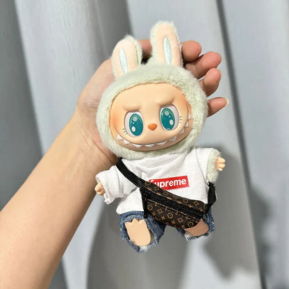 17cm Lovely Labubu Doll Clothes - First & Second Generation Supreme Clothing Set, Multi-Color Outfits