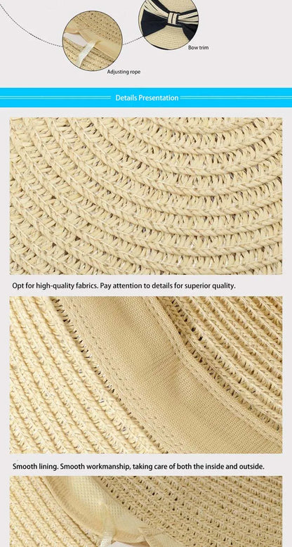 Muchique Women’s Summer Boater Hat – Wide Brim Straw Beach & Travel Hat with Casual Bow