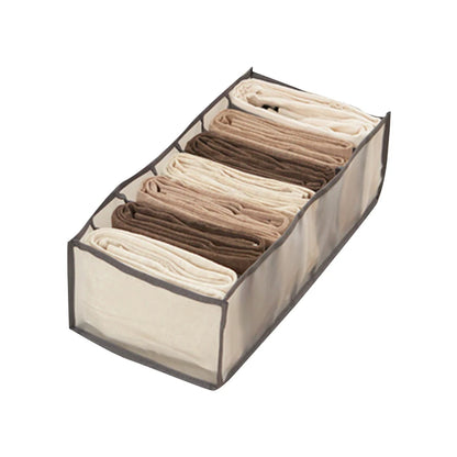 7-Grid Jeans Storage Box — Closet & Wardrobe Drawer Organizer for Clothes, Pants, and Socks Separation