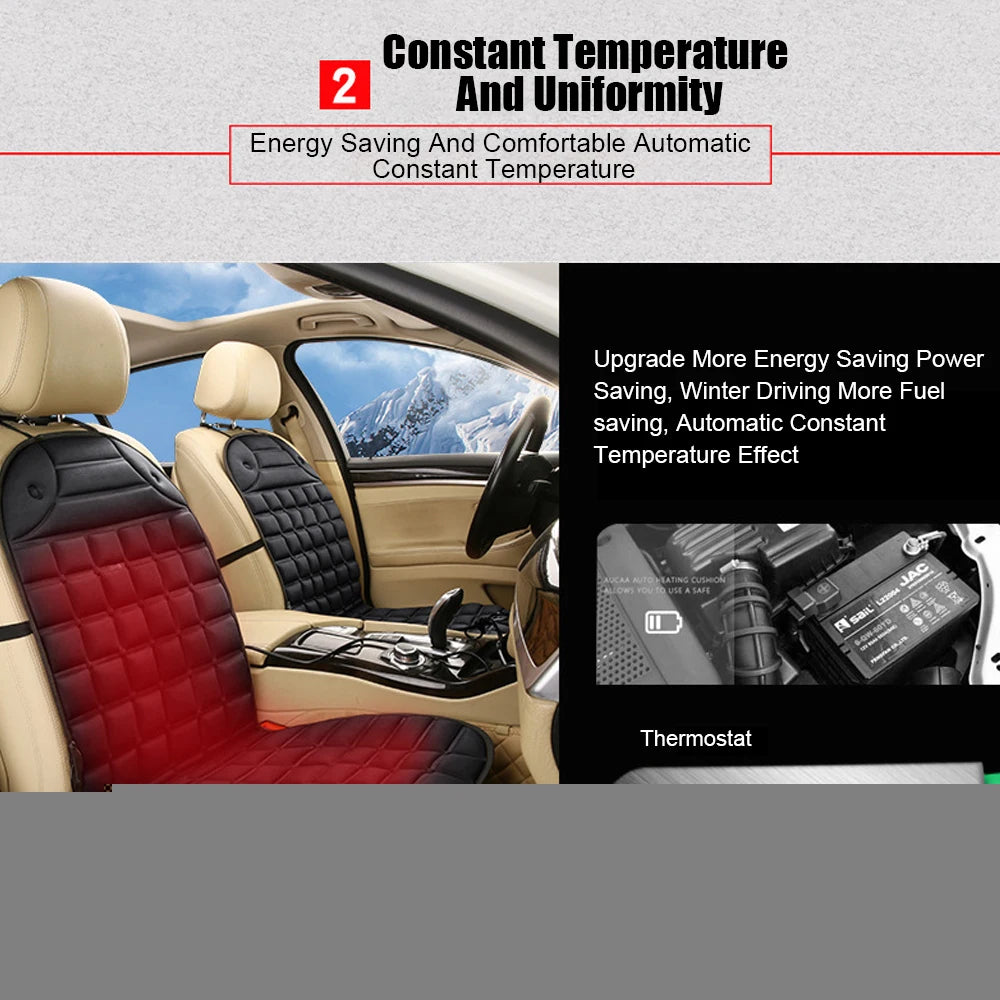 12V Electric Heated Car & Home Seat Cushion — Universal Warm Winter Cushion Cover