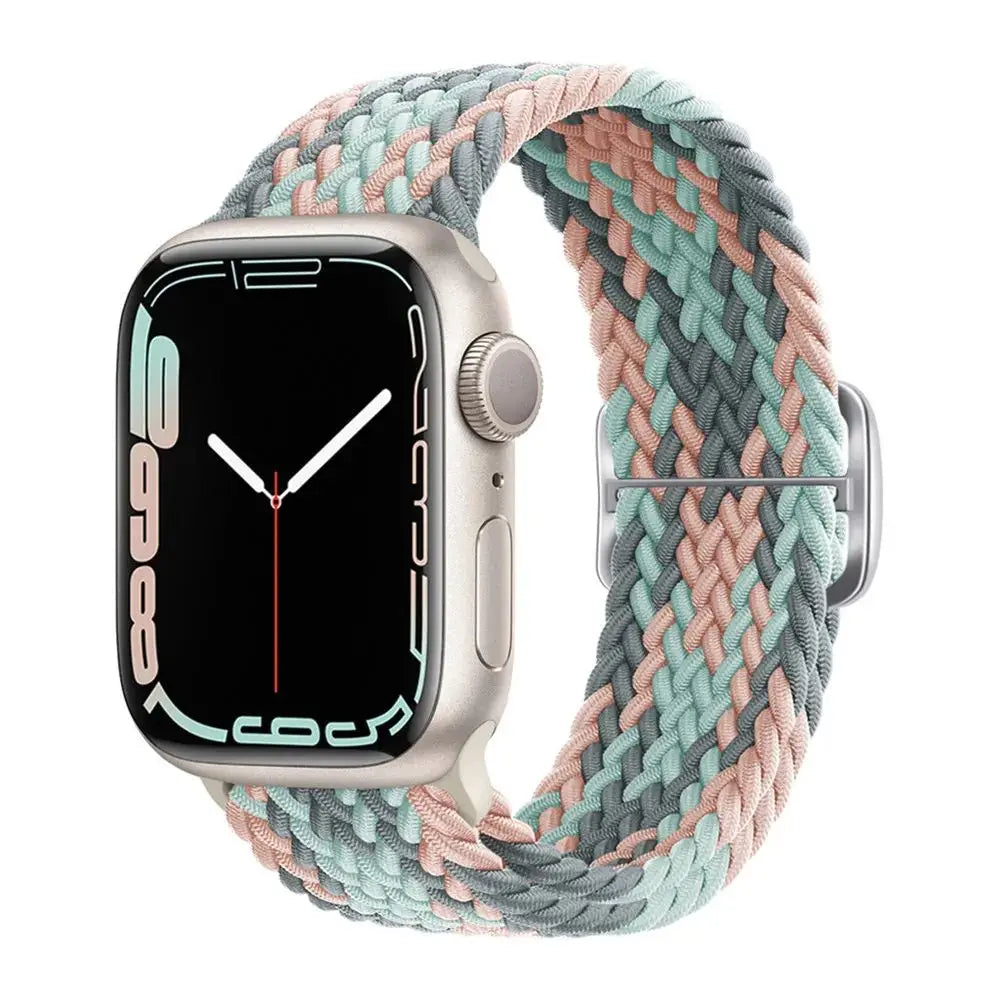 Braided Solo Loop Apple Watch Ultra Band – Elastic Nylon Adjustable Sport Bracelet Strap for iWatch SE, Series 3–9 (38mm–49mm)