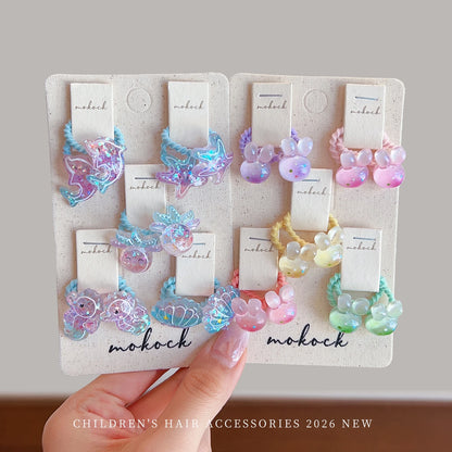 10PCS Ocean-Themed Baby Girl Hair Ties - High-Elasticity Korean-Style Star and Heart Hair Bands for Toddlers, Gentle Everyday Wear