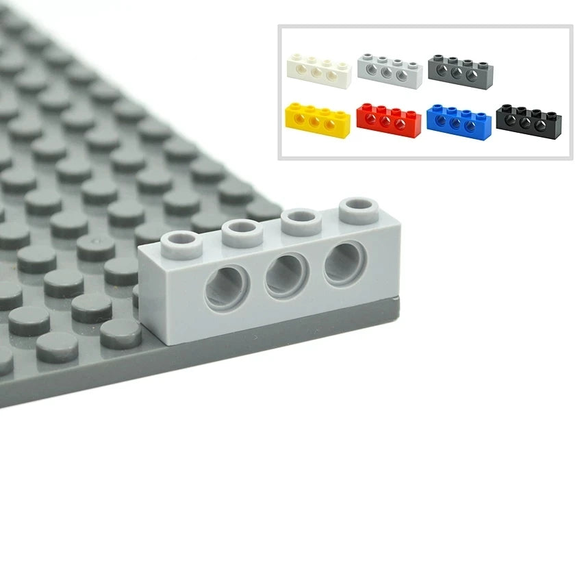Technical Building Block Long Beam with Holes – Thick MOC Studded Bricks Compatible with 3703, 32018, 3895, 2730, 3894, 3701, 3700
