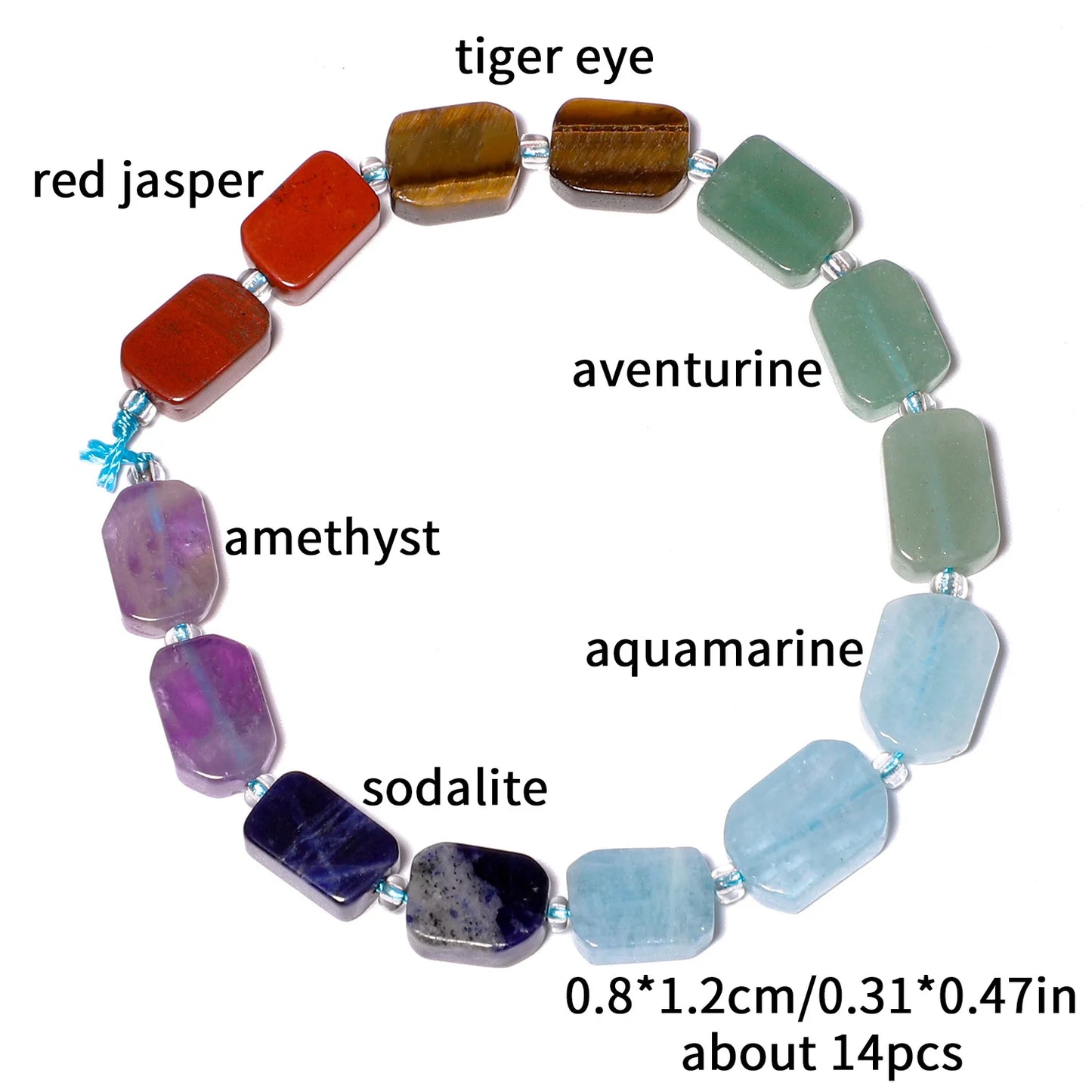 Natural Gemstone Rectangle Beads - 8x12mm Amethyst Citrine Lapis Lazuli Spacer Beads for DIY Jewelry Making & Bracelets