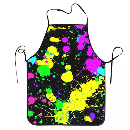 Funny Paint Splatter Bib Apron – Multicolor Kitchen Chef Artist Graffiti Cooking & Baking Tablier for Men & Women