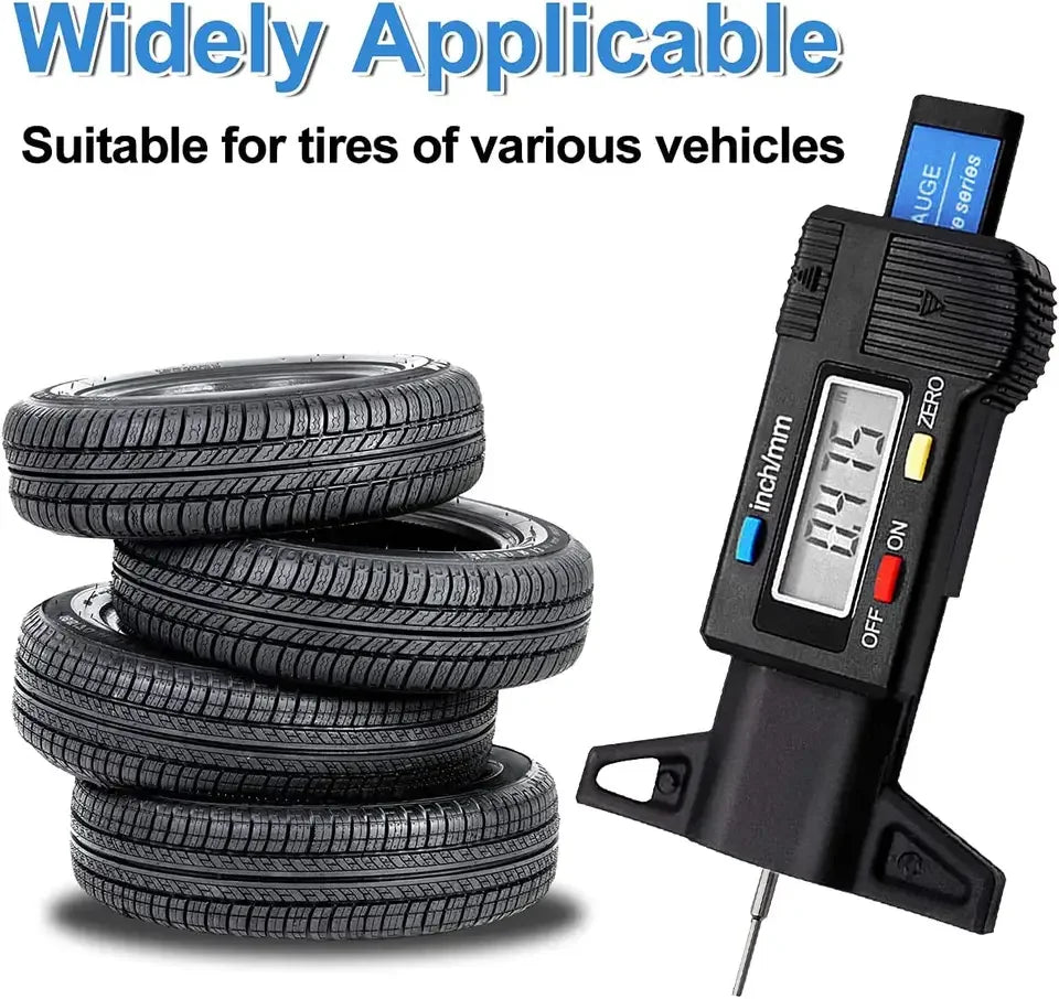 Digital Tire Tread Depth Gauge Caliper - LCD Display, 0-25mm Measurement Tool for Car Tire Maintenance