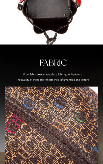Luxury Women’s Bucket Handbag — Classic Designer Shoulder Bag with Fashion Print, Stylish Wallet for Women