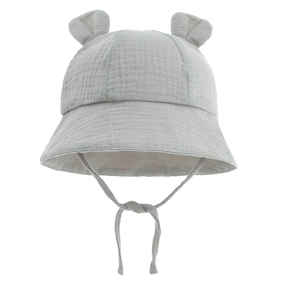 Muslin Cotton Baby Sun Hat – Soft Summer Panama Bucket Cap for Infants (3–12M) | Breathable Kids Sun Protection Hat for Boys & Girls