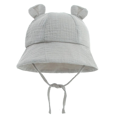 Muslin Cotton Baby Sun Hat – Soft Summer Panama Bucket Cap for Infants (3–12M) | Breathable Kids Sun Protection Hat for Boys & Girls