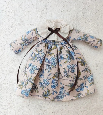 Blythe Doll Clothes – Wine Red & White Princess Dress with Lace for YMY, Licca, Azone OB24/OB27 Dolls