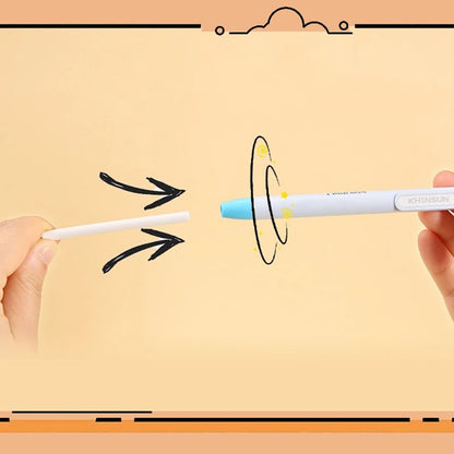 Retractable Press Eraser Pen – Replaceable Core Push-Button Art Eraser for Students, Kids & School Stationery Supplies