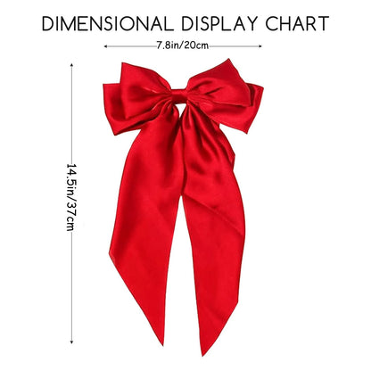 3-Piece Elegant Bow Ribbon Hair Clip Set: Fashionable Solid Satin Spring Hairpin Headbands with Clips - Women's Hair Accessories